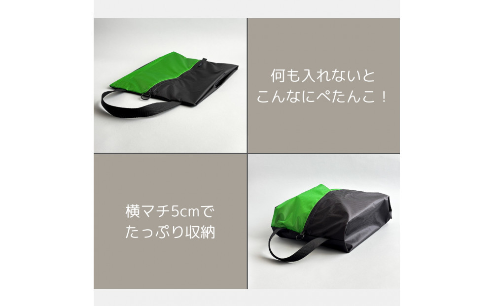 【Mサイズ・緑】軽量ナイロンシューズケース　着替えポーチ　上靴袋