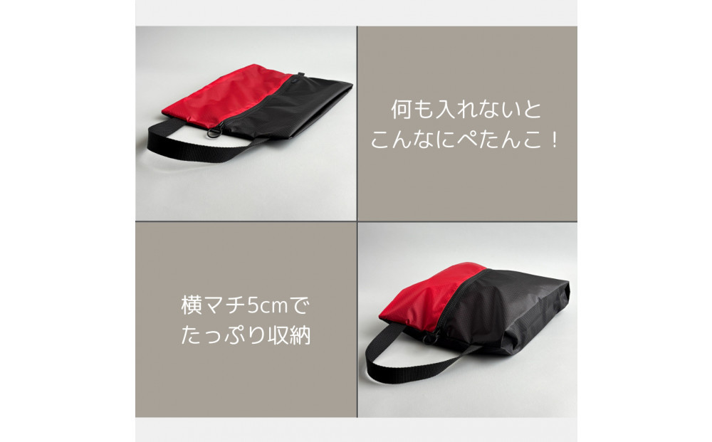 【Sサイズ・赤】ガバッと開く！撥水ナイロン上履き袋　シューズケース　着替え入れ