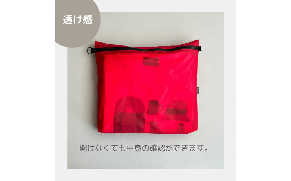 【赤】B5が入る軽いナイロンフラットポーチ　旅行用　着替え　大容量　横長　バッグインポーチ