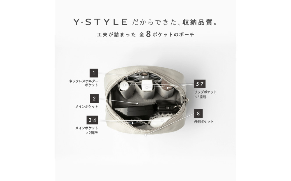 Y-STYLE 魔法の収納ポーチ Sサイズ【オーシャンネイビー】