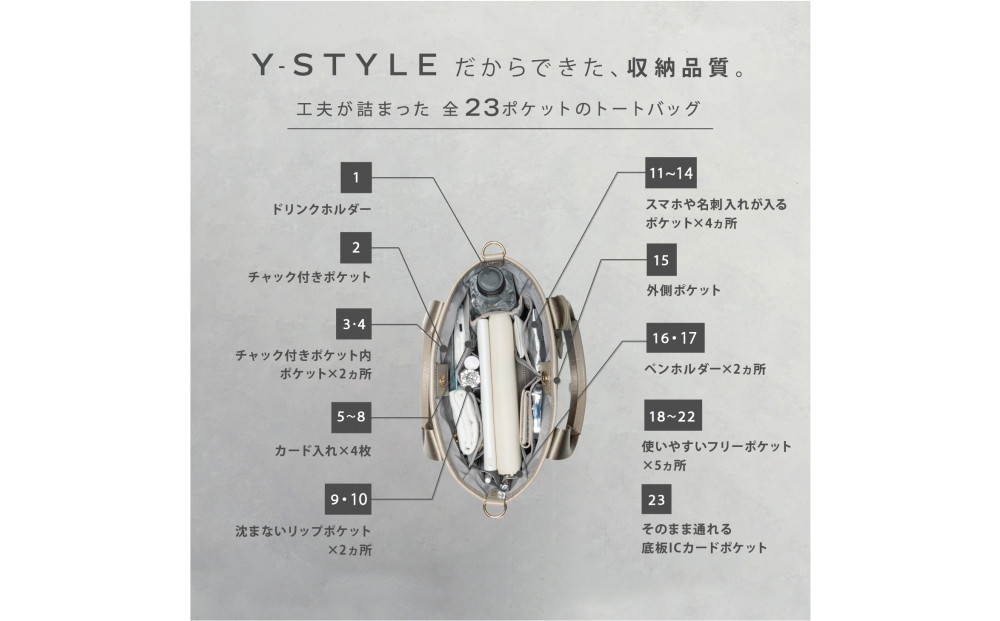 Y-STYLE 魔法の収納トートバッグ Sサイズ【ブラック】