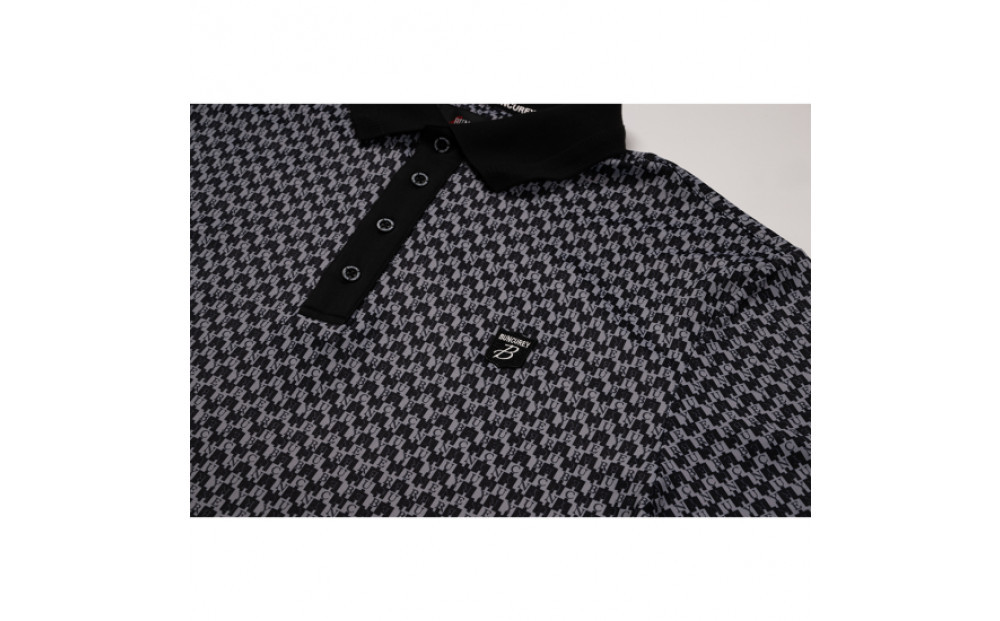 BUNCUREY　ゴルフウェア　モノグラム半袖ポロシャツ（BM23SS-01-006）ブラック／サイズ6