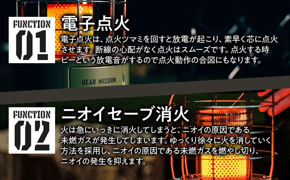 【GEAR MISSION】【トヨトミ】対流形石油ストーブ「RR-GER25(オリーブグリーン)」7～9畳