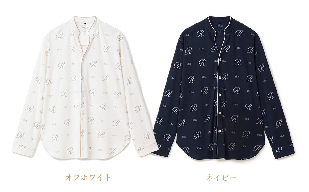 【オフホワイト Sサイズ】リファ バイタルテック モイストスムース スタンドカラースリープウェア ReFaロゴ/MEN