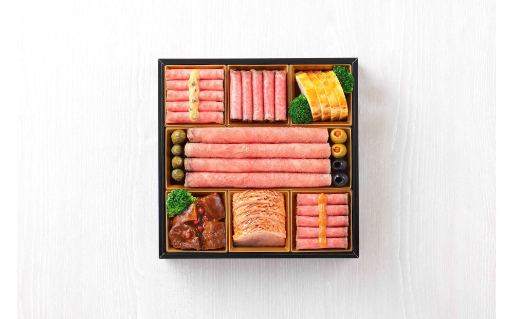 中村孝明＆銀座カンセイ 肉御節 一段重 11品 約2-3人前 おせち 冷凍 12月29-30日着 おせち料理 2026 黒毛和牛 牛肉 ローストビーフ ハンバーグ ビーフシチュー 肉おせち 予約 人気 おすすめ 期間限定 年内発送 年内配送 洋風 愛知県 名古屋市