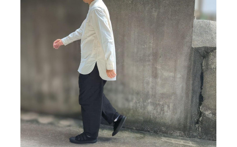 OSOCU　知多木綿 無漂白無染色生地 バンドカラーシャツ Lサイズ