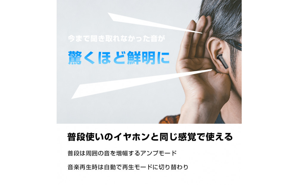 ワイヤレスイヤホン型集音器 ＜ブラック＞音を大きくする 5段階音量 音声拡聴器 Bluetooth 5.4 カナル型 遅延ゼロ TWSワイヤレスヘッドセット 2025年 新発売 ANC+ENC ノイズキャンセリング クリア通話 ハンズフリー通話 USB充電 90日安心保証付き 【PL保険加入済み製品・安心】