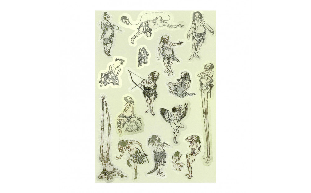 オリジナル【北斎漫画シール】4点セット／名古屋刀剣博物館