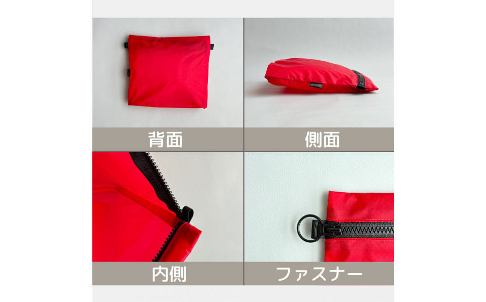 【赤】A6が入る軽量撥水ナイロンスクエアポーチ（マチあり）
