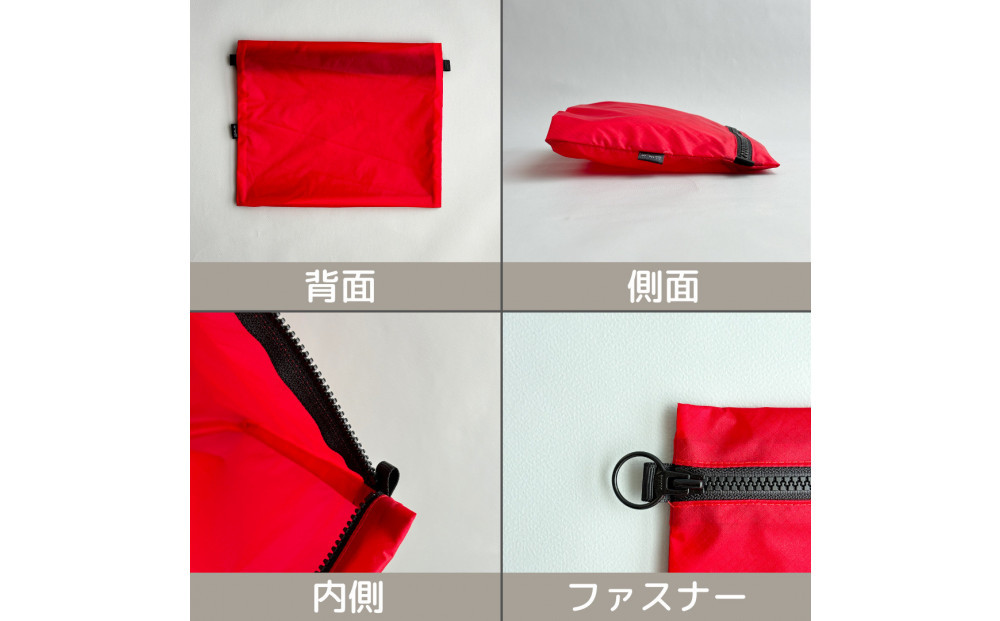 【赤】A5サイズが入る軽いナイロンフラットポーチ　旅行用　着替え