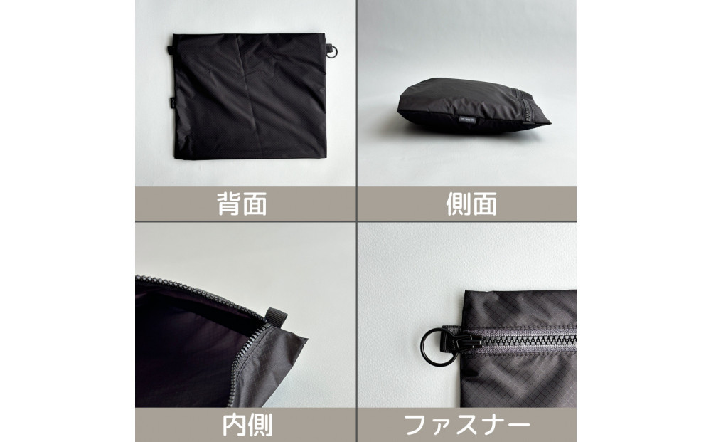 【黒】A5サイズが入る軽いナイロンフラットポーチ　旅行用　着替え