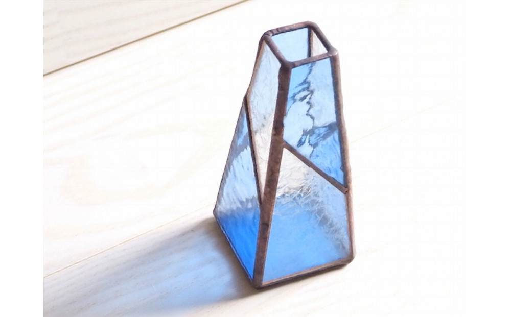 ステンドグラスの一輪挿し（ブルー）