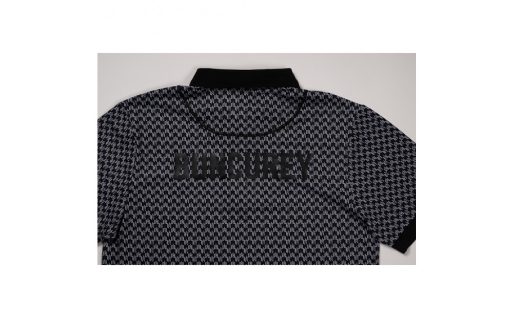 BUNCUREY　ゴルフウェア　モノグラム半袖ポロシャツ（BM23SS-01-006）ブラック／サイズ5