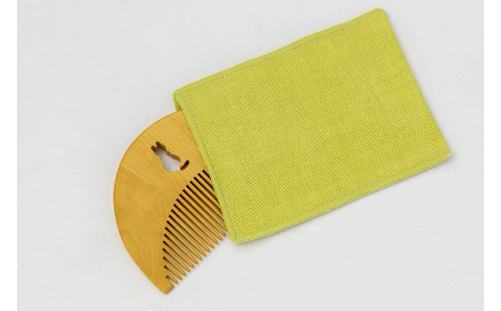 【セット】美麗椿クッションブラシ大＋つげのくし（ねこ）携帯袋付き