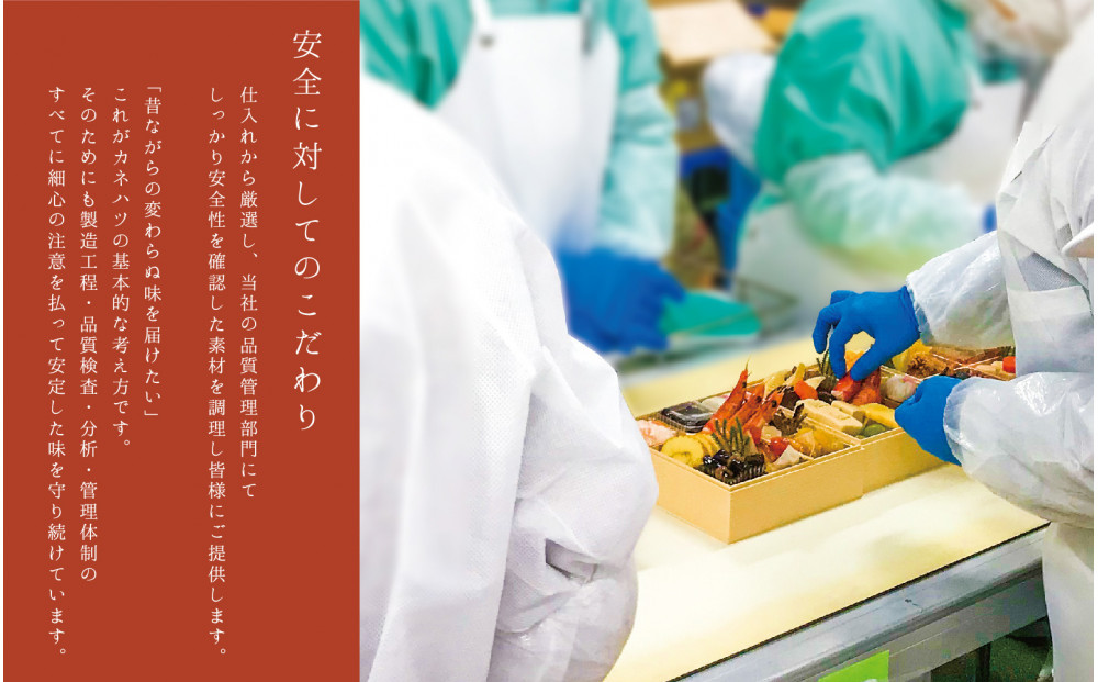 【12月31日着】カネハツ　生おせち　和風一段重　彩椿　二人前　全17品