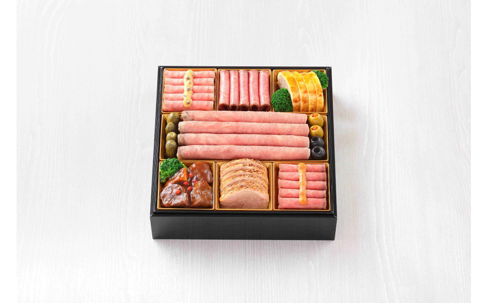 中村孝明＆銀座カンセイ 肉御節 一段重 11品 約2-3人前 おせち 冷凍 12月29-30日着 おせち料理 2026 黒毛和牛 牛肉 ローストビーフ ハンバーグ ビーフシチュー 肉おせち 予約 人気 おすすめ 期間限定 年内発送 年内配送 洋風 愛知県 名古屋市