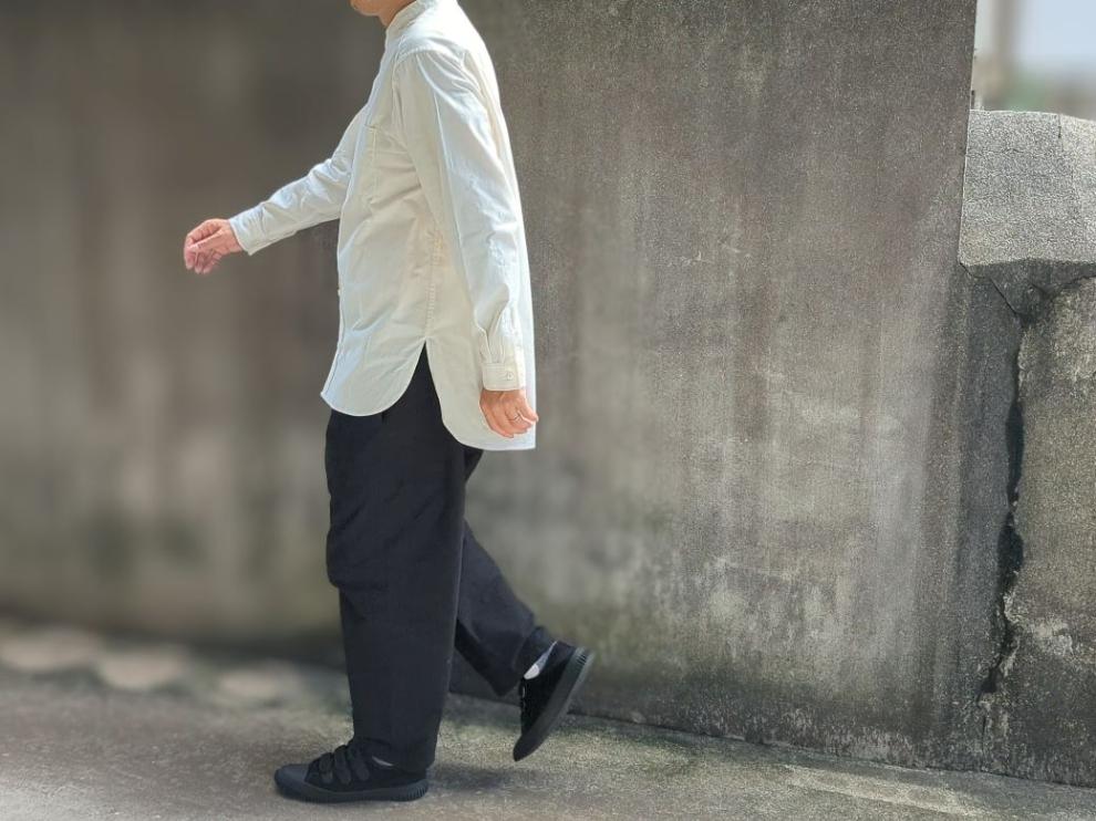 OSOCU　知多木綿 無漂白無染色生地 バンドカラーシャツ
