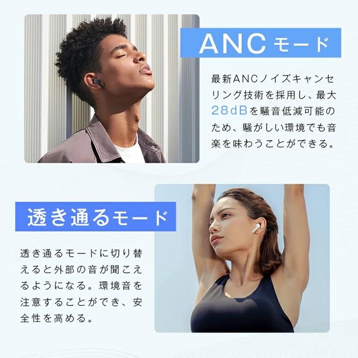 完全ワイヤレスイヤホン＜ホワイト＞Bluetooth5.4 液晶搭載ケース カナル型 TWS 片耳/両耳 ENC ノイズリダクション ANC ノイズキャンセリング アンビエントサウンド マイク内蔵 クリア 高忠実度 ステレオサウンド 臨場感 ミニサイズ 超小型 快適装着 90日安心保証付き