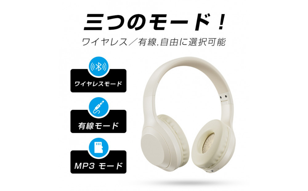 ワイヤレスイヤホンヘッドホン 【カーキホワイト】Bluetooth6.1 超低遅延 wireless ヘッドセット SDカード対応 MP3役 マイク内蔵 eスポーツ向け ゲーミングイヤホン 3.5mmオーディオケーブル付き 有線無線両用 PNC ノイズキャンセリング