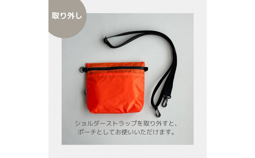 【オレンジ】雨の日にも！ポケット付き軽量ナイロンショルダーバッグ　サコッシュ　撥水ポシェット