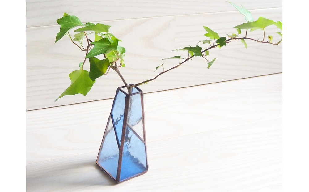ステンドグラスの一輪挿し（ブルー）
