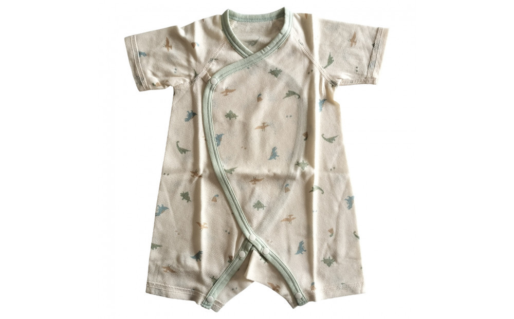 オーガニックコットンベビーウェア3点セット(恐竜プリント)