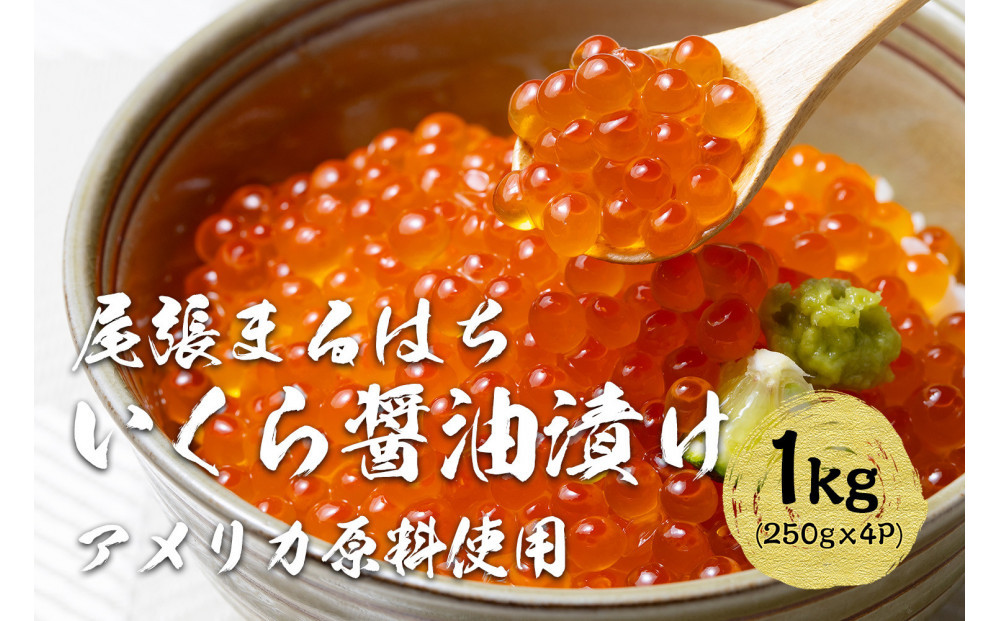 いくら 醤油漬け  1kg(250g×4P) アメリカ 鮭の卵 化粧箱入 尾張まるはち | いくら イクラ いくら醤油漬け 鮭卵 醤油漬け 化粧箱入り 贈答用 高級 グルメ 人気 おすすめ 海鮮 魚卵 送料無料
