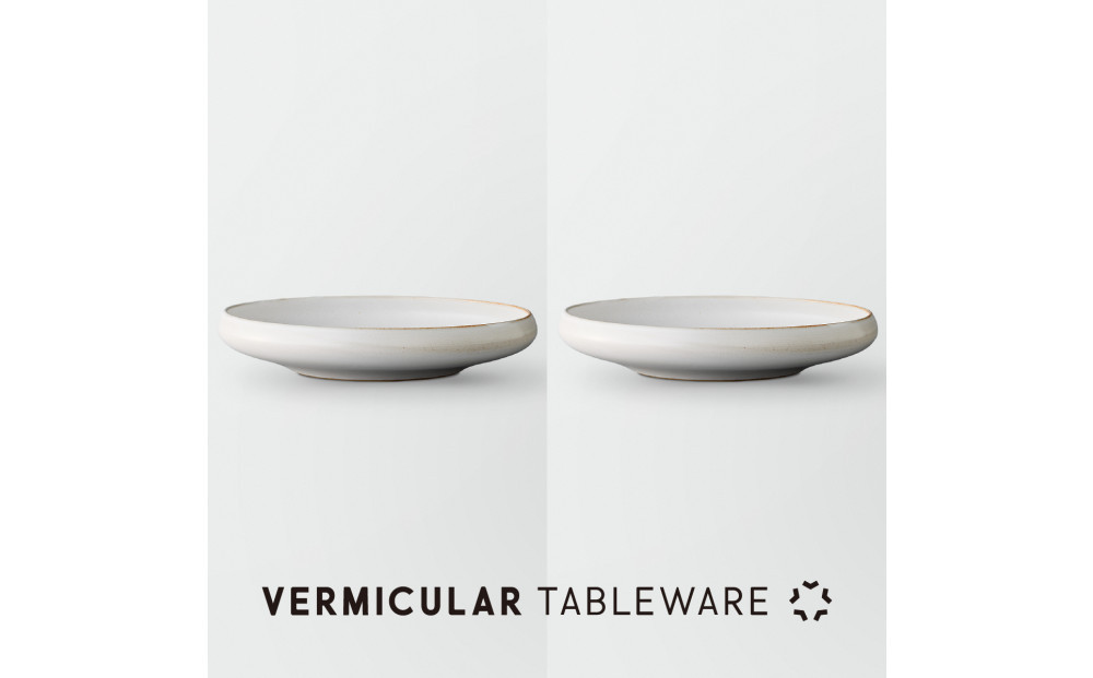 Tableware Shallow Bowl Curveペアセット21cm 乳白