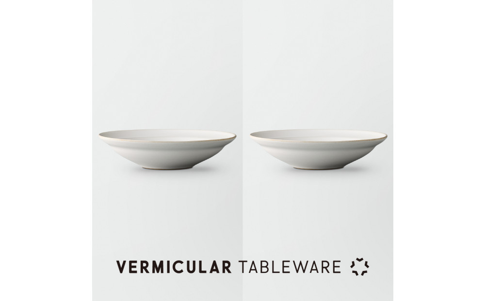 Tableware Shallow Bowl Rimペアセット21cm 乳白