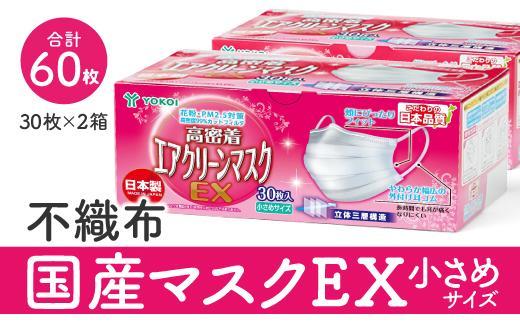 マスク　国産不織布マスク（小さめ）　30枚入×2箱   (サージカルマスク)