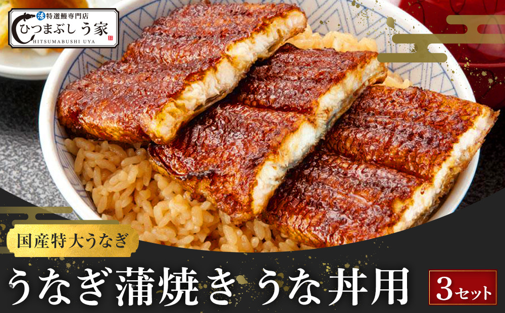 国産特大うなぎ蒲焼き（うな丼用３セット）
