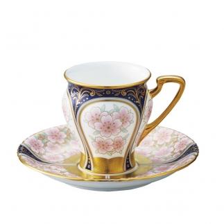 ノリタケ 「オマージュコレクション」 コーヒー碗皿 ”色絵金彩桜文”