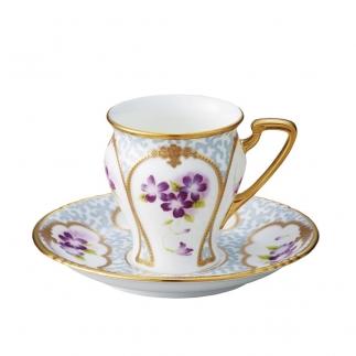ノリタケ 「オマージュコレクション」 コーヒー碗皿 ”色絵金彩菫文”