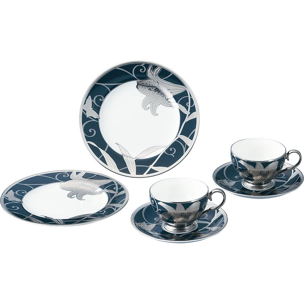 ノリタケ「花銀彩百合」ティータイムペアセット 4697J/TP1035