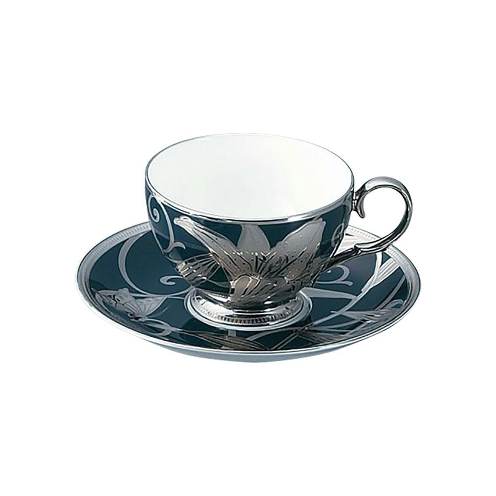 ノリタケ「花銀彩百合」ティー・コーヒー碗皿（1客） 4697J/T50787