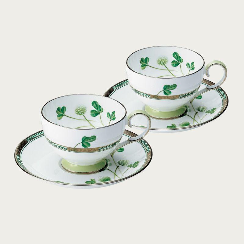 ノリタケ「しろつめくさ」ティー・コーヒー碗皿ペアセット（金・銀） T791-0/P50787