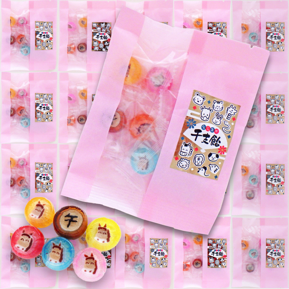 金扇　干支飴パック（大） 6個入り×40袋セット　ピンク色 和風袋入り