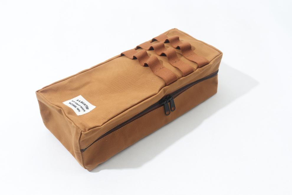 【キャメル】軍用蝋引きアーミーダック生地で作ったアメニティーボックス