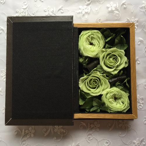 アンティークブックボックス プリザーブドフラワー・クラウンポール　グリーン