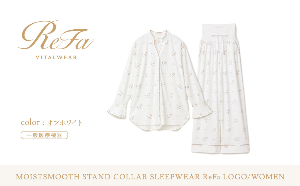 【オフホワイト Sサイズ】リファ バイタルテック モイストスムース スタンドカラースリープウェア ReFaロゴ/WOMEN