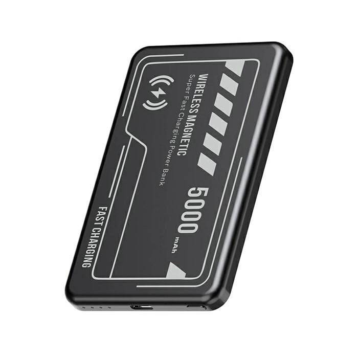 【MagSafe対応 iPhone16充電】モバイルバッテリー＜ブラック＞ワイヤレス充電器5000mAh/19.25Wh