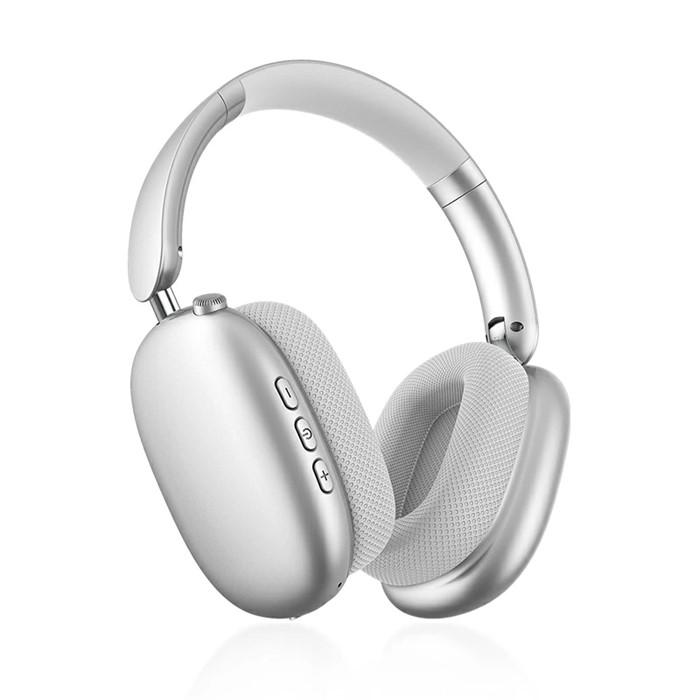 ワイヤレスヘッドホン＜シルバー＞イヤホン ヘッドセット Bluetooth5.4 超低遅延 wireless マイク内蔵 自動ペアリング ノイズキャンセリング クリア通話 オーディオケーブル付き