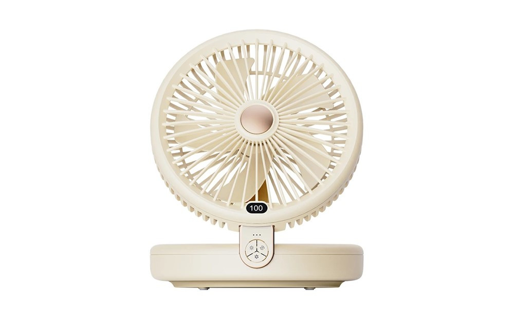 【ベージュ】扇風機 多機能 デスクランプ ファン 卓上 壁掛け 2WAY仕様 5枚羽根 6段階風量調節 自然風 小型 シールフック付き ストラップ付き 折りたたみ式 LEDライト 3段階明るさ調節 静音 USB充電式 残電量表示 暑気払い 低騒音 90日間保証付き 日本語取扱説明書