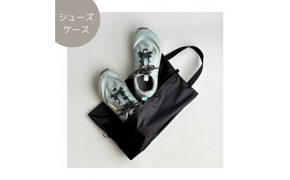 【Mサイズ・黒】軽量ナイロンシューズケース　着替えポーチ　上靴袋