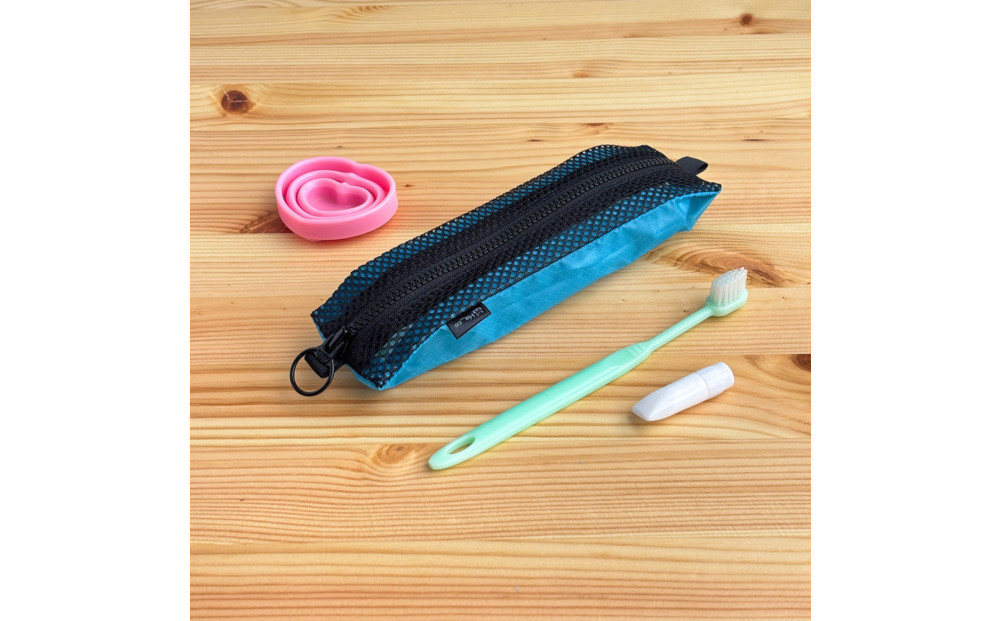 【水色】洗えて清潔！メッシュ×ナイロンのハブラシポーチ