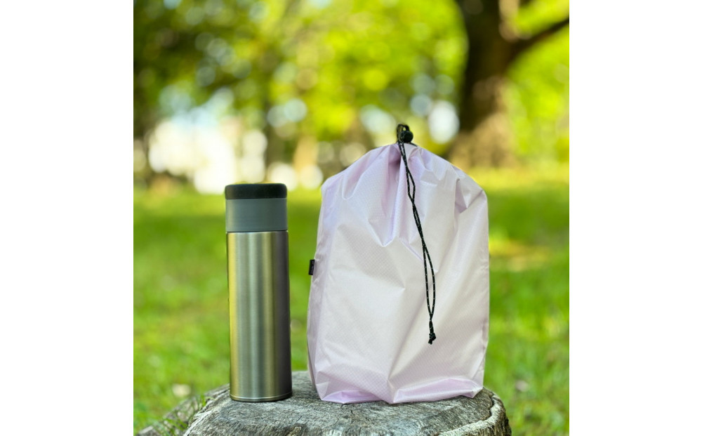 【M・3L・ラベンダー】　大きめナイロン巾着袋　スタッフバッグ　スタッフサック　バッグインバッグ　着替え袋