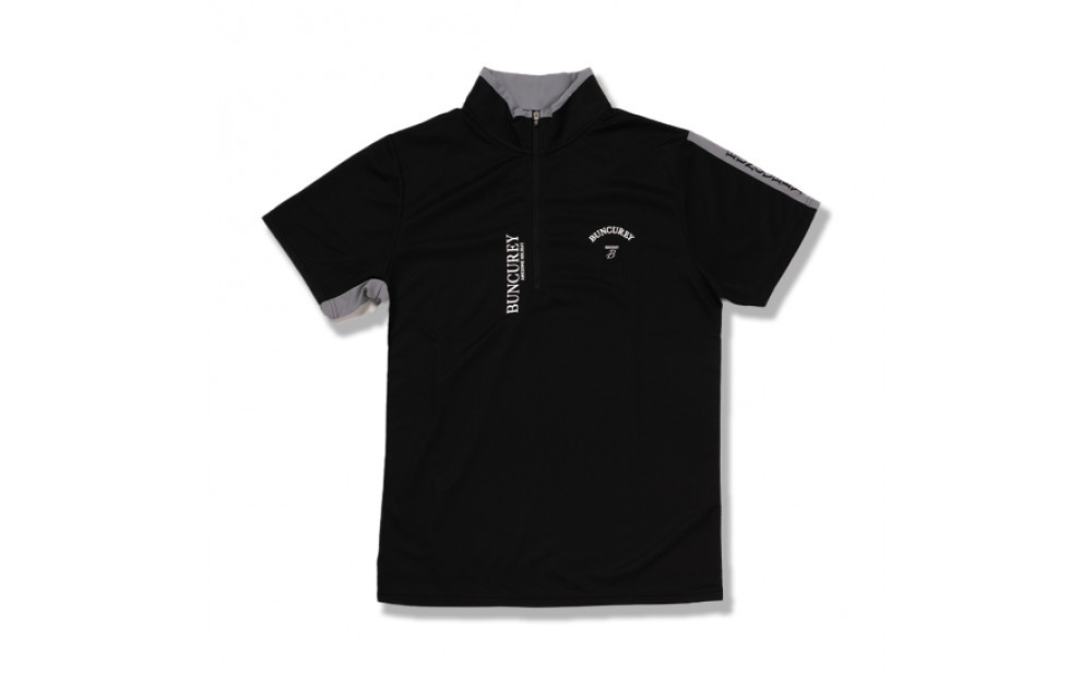 BUNCUREY　ゴルフウェア　ジップアップ半袖モックネック（BM23SS-02-008）ブラック／サイズ4