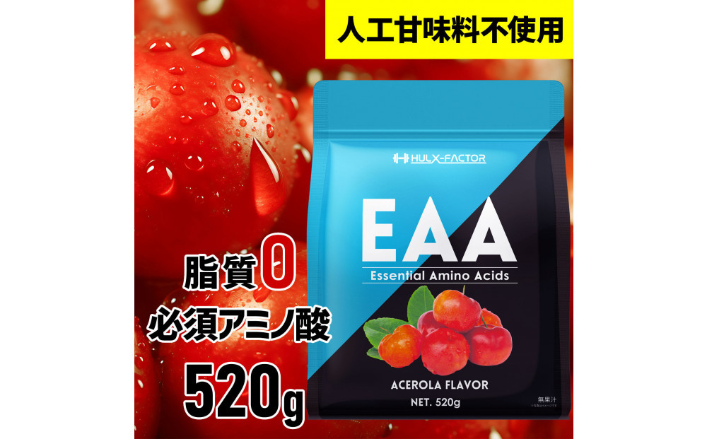ハルクファクター EAA アセロラ風味 人工甘味料不使用 520g BCAA 国産 サプリメント
