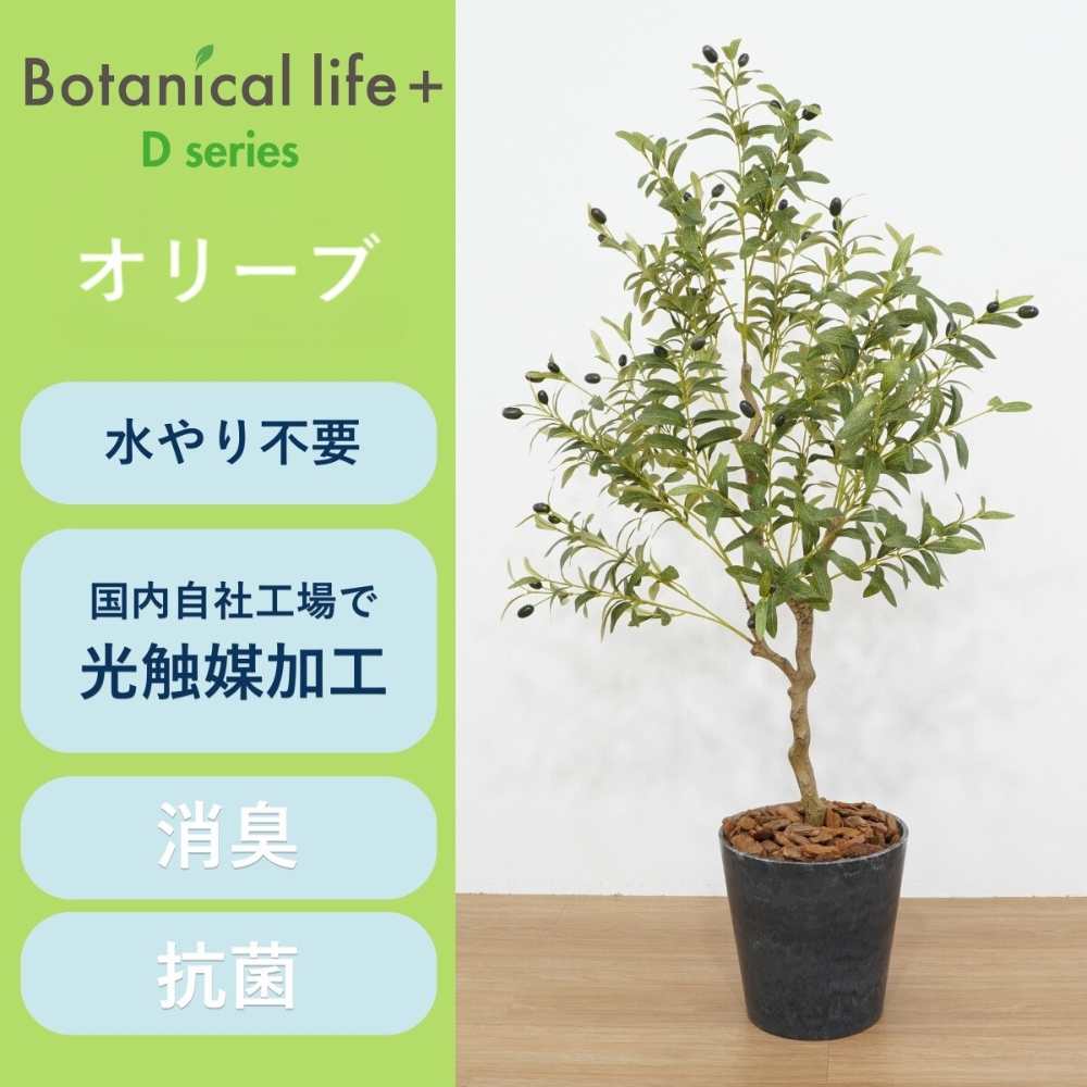 フェイクグリーン Botanical life+ Dシリーズ オリーブ 光触媒加工 鉢付き （鉢： ナチュラルカラー グレー  ） インテリア 抗菌 消臭 愛知県 豊橋市 送料無料 52000円