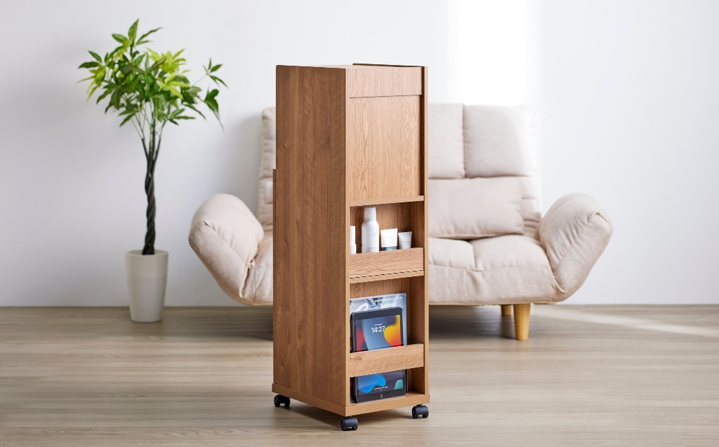 朝日木材 隙間ドレッサー　ナチュラル≪LFM-1030DR-NA≫ 家具 シンプル ドレッサー キャスター付 棚 収納 収納棚 隙間収納 ラック 収納ラック 新生活 居間 ナチュラル カントリー カフェ おしゃれ お洒落 愛知県 豊橋市